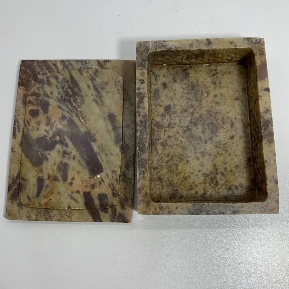 Vintage Soapstone Trinket Box Floral Shell Inlay - Accents in Brass Sedona AZ